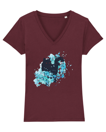 Watercolor Black Cat Burgundy