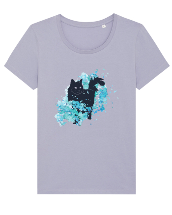 Watercolor Black Cat Lavender