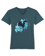 Watercolor Black Cat Tricou mânecă scurtă guler V Bărbat Presenter