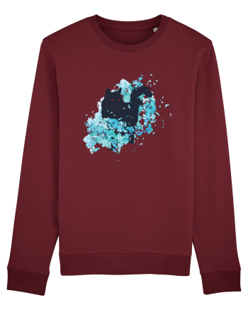 Watercolor Black Cat Burgundy