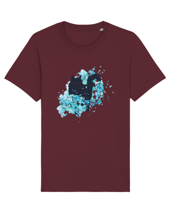 Watercolor Black Cat Burgundy