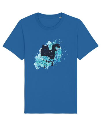 Watercolor Black Cat Royal Blue