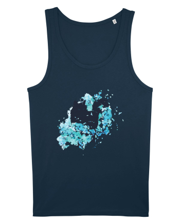 Watercolor Black Cat Navy