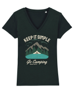 Keep it simple go camping Tricou mânecă scurtă guler V Damă Evoker