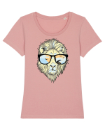 Leu Cool cu Ochelari Tricou mânecă scurtă guler larg fitted Damă Expresser