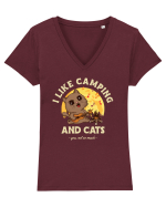 I like camping and cats Tricou mânecă scurtă guler V Damă Evoker