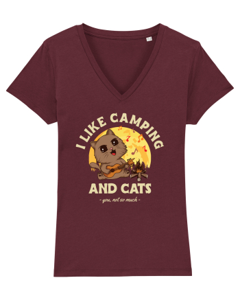 I like camping and cats Burgundy