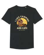 I like camping and cats Tricou mânecă scurtă guler larg Bărbat Skater