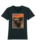 The Scream Edvard Munch parody Tricou mânecă scurtă guler V Bărbat Presenter