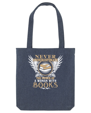 Woman with books Midnight Blue