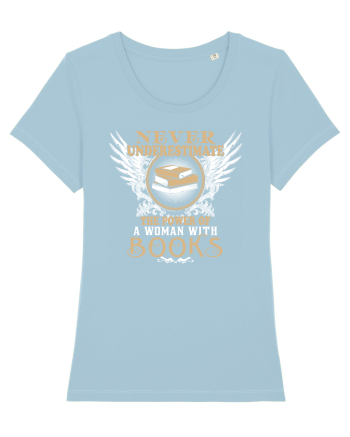 Woman with books Sky Blue