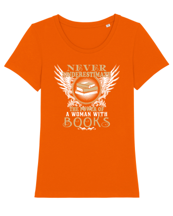 Woman with books Bright Orange