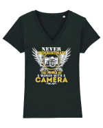 Woman with a camera Tricou mânecă scurtă guler V Damă Evoker