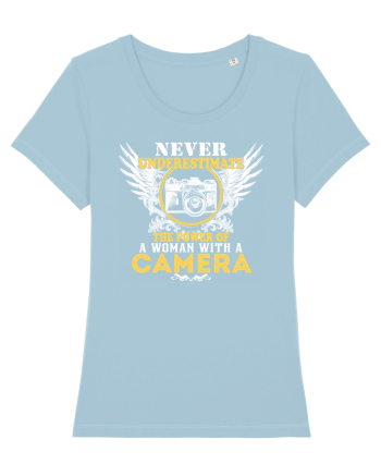 Woman with a camera Sky Blue