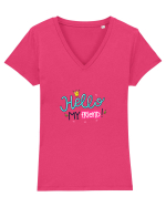 Hello My Friend Tricou mânecă scurtă guler V Damă Evoker