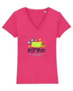 Stay Inspired Tricou mânecă scurtă guler V Damă Evoker