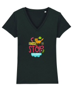 Never Stop Exploring Tricou mânecă scurtă guler V Damă Evoker