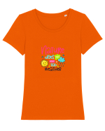 Nature does not have Bad Weather Tricou mânecă scurtă guler larg fitted Damă Expresser