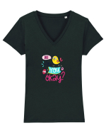 Hi are you Okay? Tricou mânecă scurtă guler V Damă Evoker