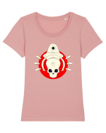 Craniu Rosu Cartoon Tricou mânecă scurtă guler larg fitted Damă Expresser