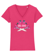 Girl Gang Pink Tricou mânecă scurtă guler V Damă Evoker