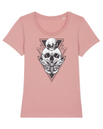 Craniu cu Luna Geometric Tricou mânecă scurtă guler larg fitted Damă Expresser