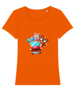 Animale Masina Rosie Tricou mânecă scurtă guler larg fitted Damă Expresser
