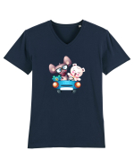 Animale Masina Albastra Tricou mânecă scurtă guler V Bărbat Presenter