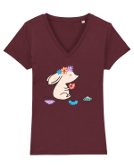 Soricel cu Flori Tricou mânecă scurtă guler V Damă Evoker
