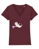 Lenes Sloth cu Palarie Tricou mânecă scurtă guler V Damă Evoker
