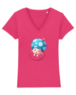 Ciupercuta Albastra Tricou mânecă scurtă guler V Damă Evoker