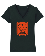 Happy Camper Orange Tricou mânecă scurtă guler V Damă Evoker