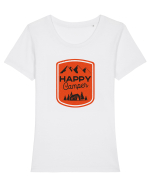 Happy Camper Orange Tricou mânecă scurtă guler larg fitted Damă Expresser