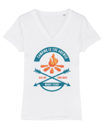 Camping is the Answer Tricou mânecă scurtă guler V Damă Evoker