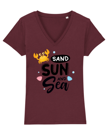 Sand Sun and the Sea Burgundy