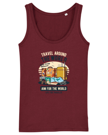 Travel Around the World Burgundy