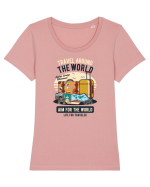 Travel Around the World Tricou mânecă scurtă guler larg fitted Damă Expresser