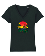 Butterfly Island Retro Tricou mânecă scurtă guler V Damă Evoker