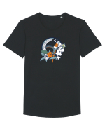 Hip Parrot Retro Tricou mânecă scurtă guler larg Bărbat Skater
