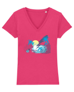 Blue Island Blitz Tricou mânecă scurtă guler V Damă Evoker