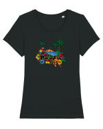 Paradise Island Parot Tricou mânecă scurtă guler larg fitted Damă Expresser