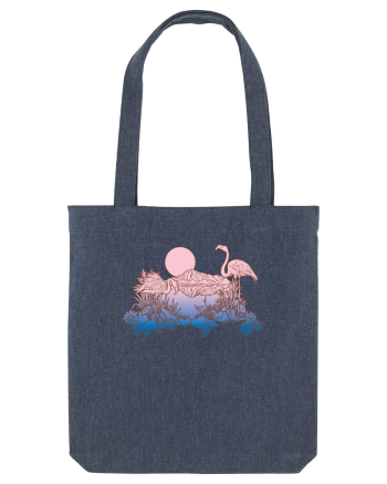 Flamingo Sunset Retro Midnight Blue
