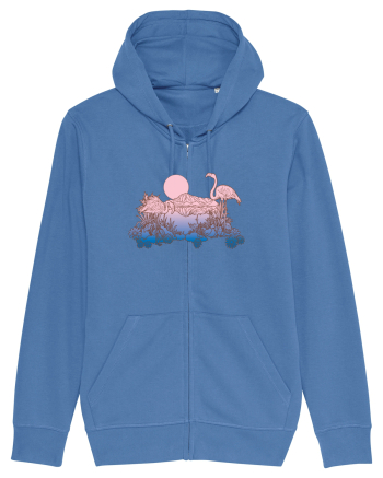 Flamingo Sunset Retro Bright Blue