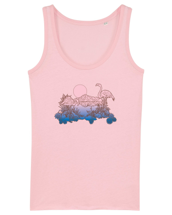 Flamingo Sunset Retro Cotton Pink