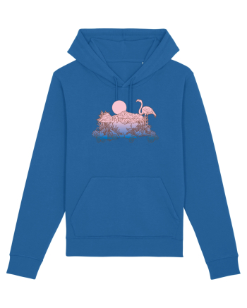Flamingo Sunset Retro Royal Blue