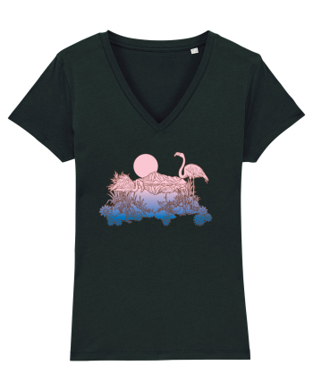 Flamingo Sunset Retro Black