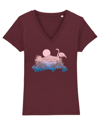 Flamingo Sunset Retro Burgundy