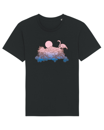 Flamingo Sunset Retro Black