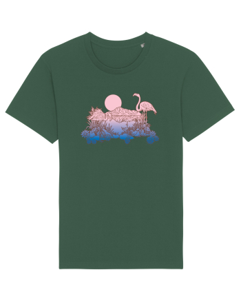 Flamingo Sunset Retro Bottle Green