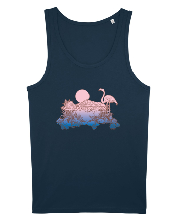 Flamingo Sunset Retro Navy
